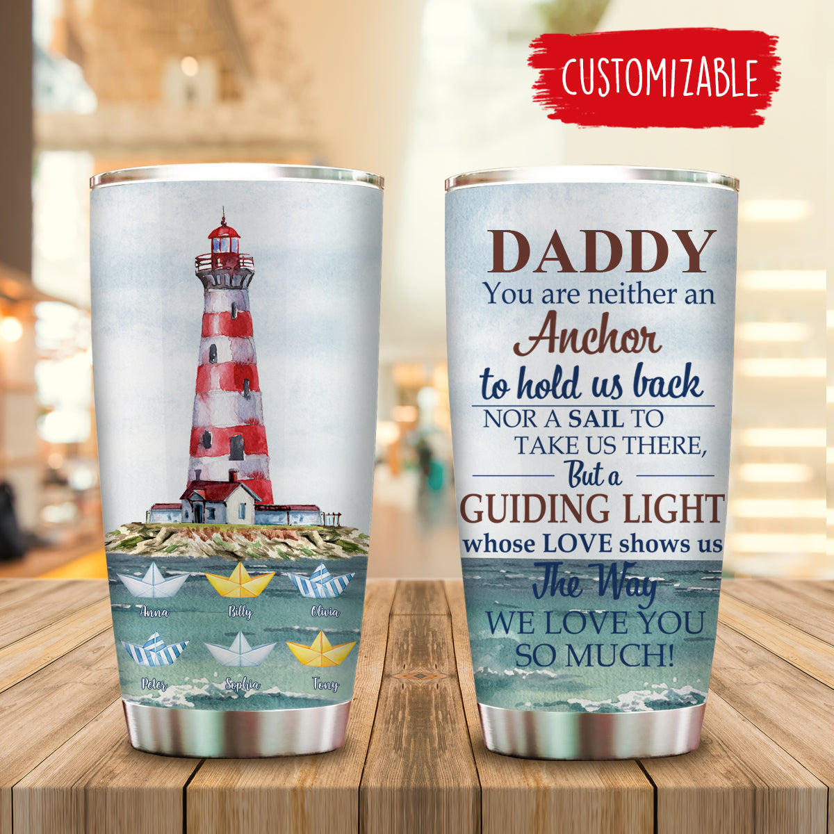 Father Is A Guiding Light, Father's Day Gift - Personalized Tumbler - Gift for Father