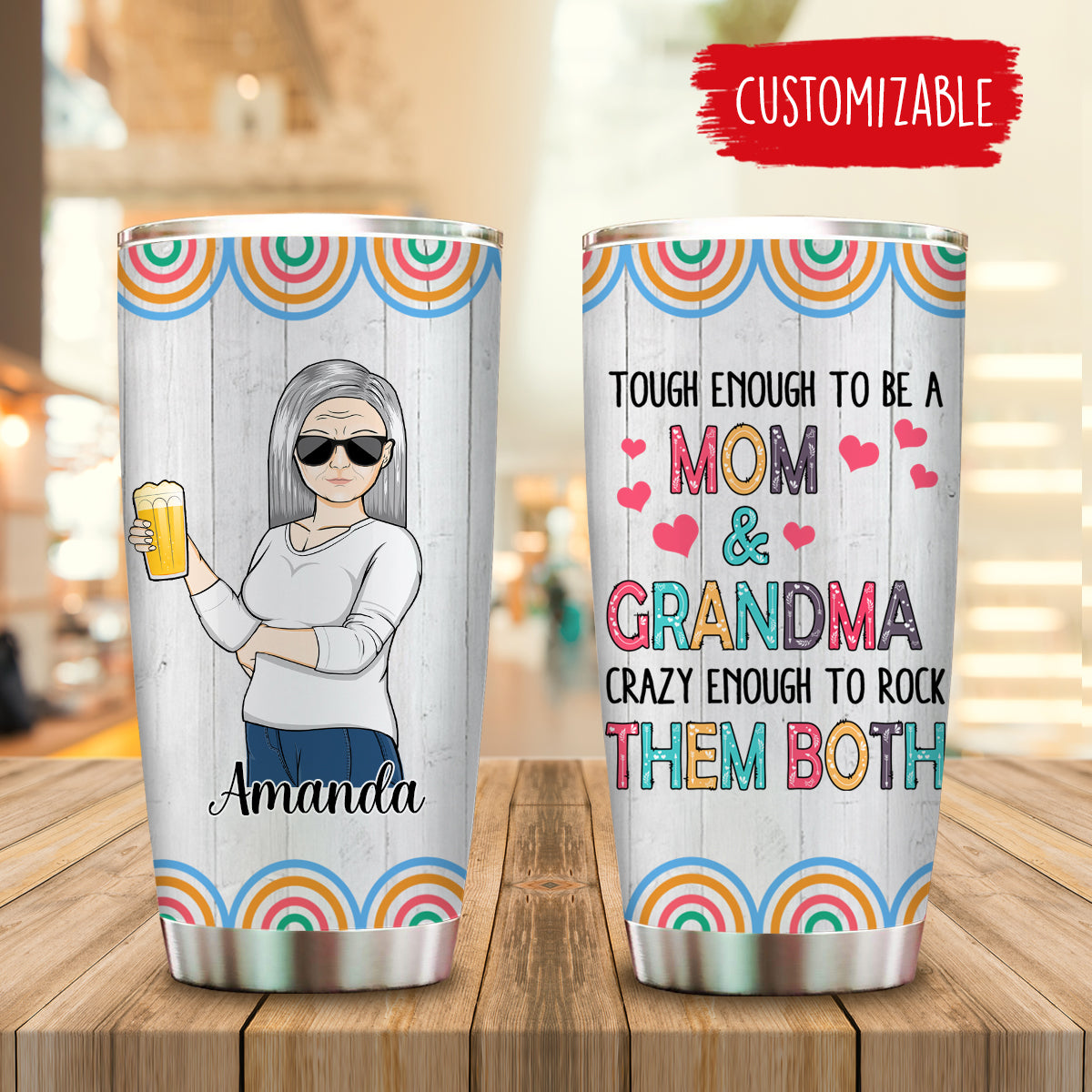 Tough Enough To Be A Mom And Grandma - Personalized Tumbler - Gift For Mom