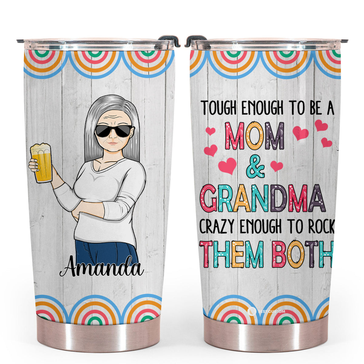 Tough Enough To Be A Mom And Grandma - Personalized Tumbler - Gift For Mom