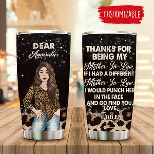 Thanks For Being My Mother-In-Law Leopard - Personalized Tumbler - Gift for Mother-in-law