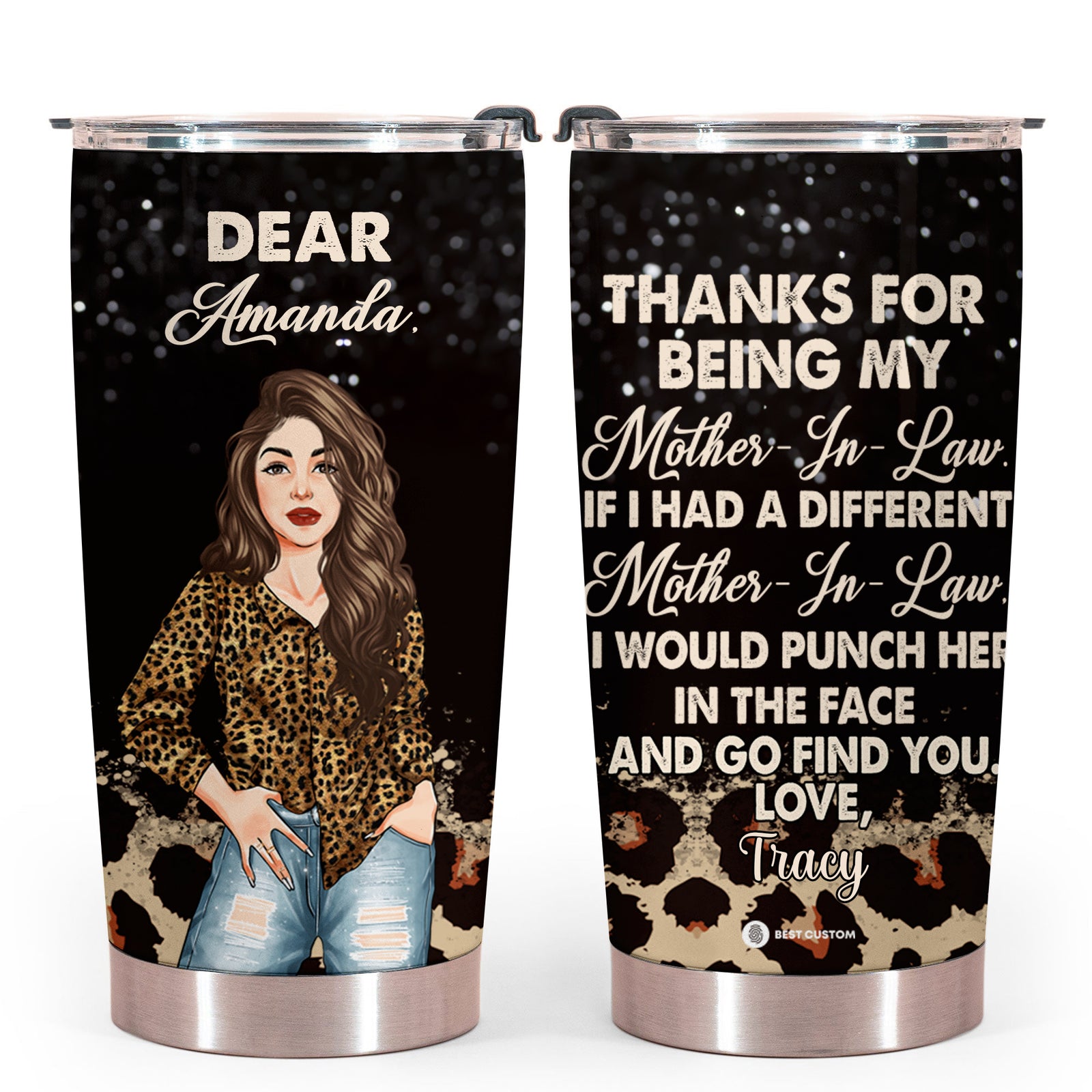 Thanks For Being My Mother-In-Law Leopard - Personalized Tumbler - Gift for Mother-in-law