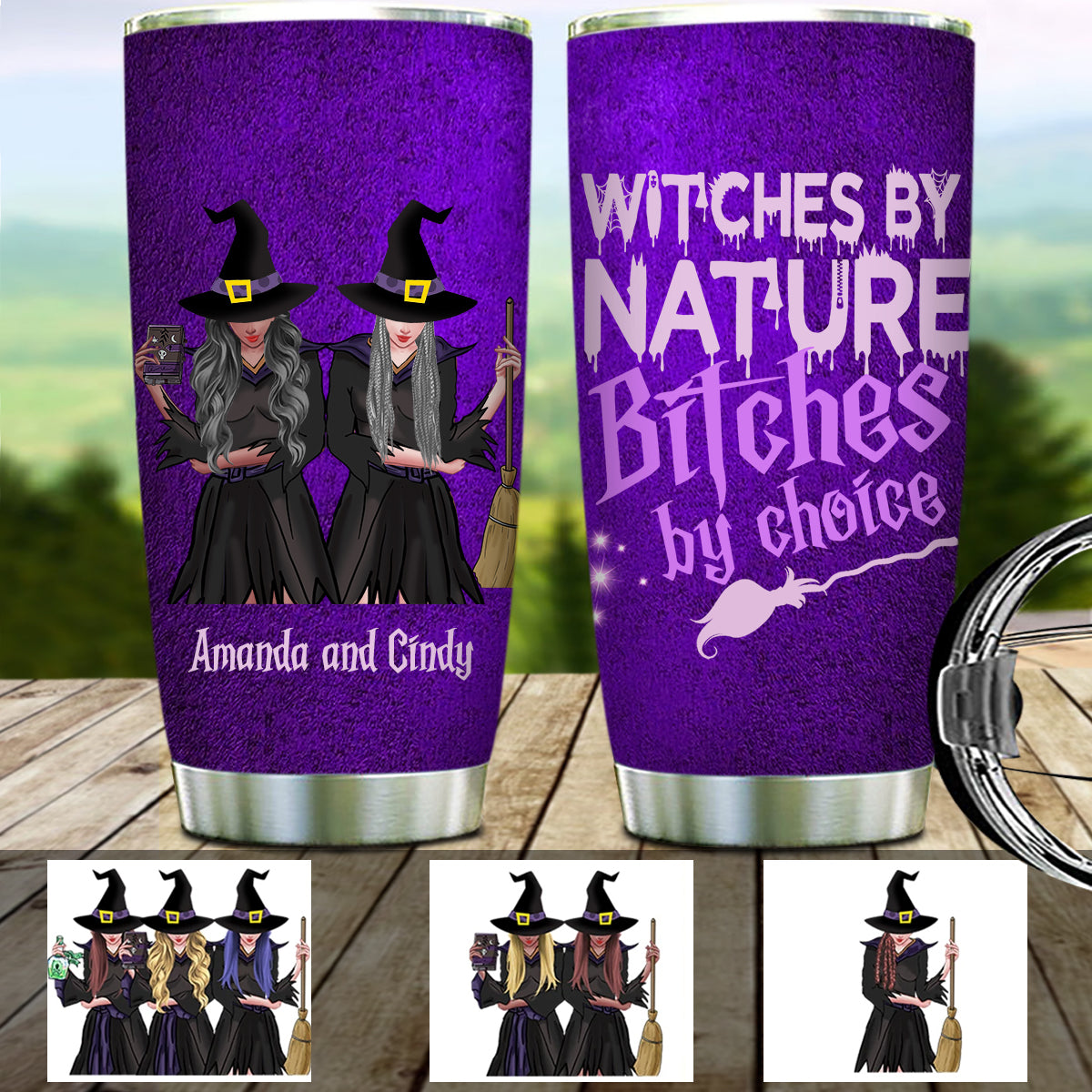 Witches By Nature Bitches By Choice Personalized Tumbler bannertumbler_witches3.8.jpg?v=1627981186