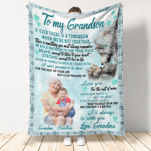 Gift For Grandson Blanket, To My Grandson Wolf I'll Always Be With You - Love From Grandma