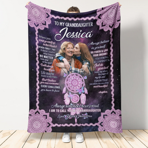 To My Granddaughter I Will Always Be With You Dreamcatcher Mandala Purple Blanket Gift For Granddaughter From Grandma Home Decor Bedding Couch Sofa Soft And Comfy Cozy