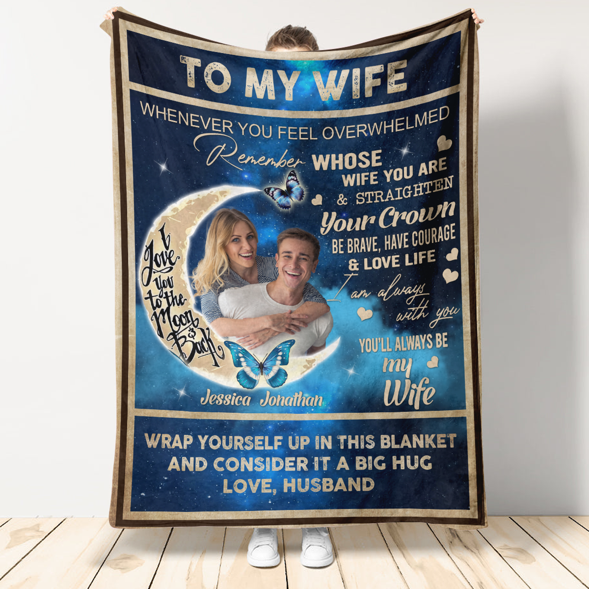 Custom Picture Quilt - To My Wife I Am Always With You - Husband To Wife, Mother's Day Gift For Wife