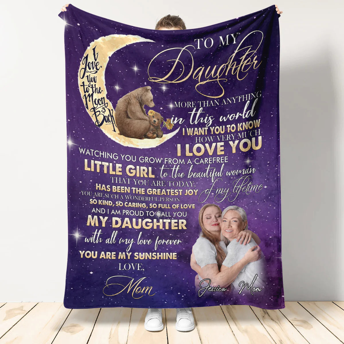 Gift For Daughter Blanket, To My Daughter Bear I Am Proud To Call You My Daughter - Love From Mom