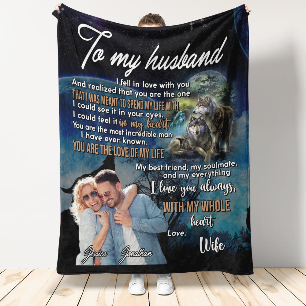 Wolf high quality To my Husband Velvet Blanket