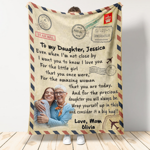 Gift For Daughter Blanket, From mom To My Daughter Wrap Yourself Up Fleece Blanket Live Preview