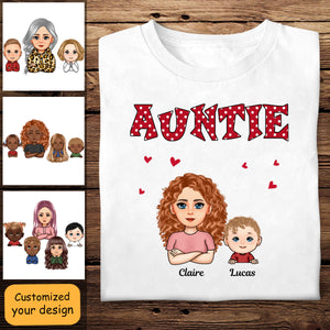 Polka Dot Pattern Auntie And Kids - Personalized Apprael - Gift For Aunt, Mother's Day, Gift For Mother