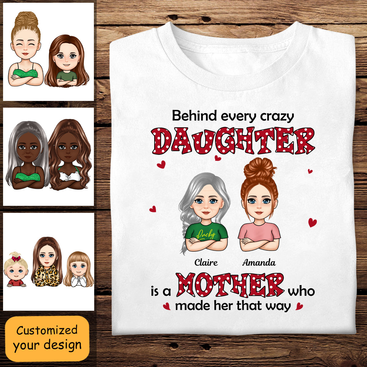 Polka Dot Pattern Mom And Daughters - Personalized Apprael - Mother's Day, Gift For Mother