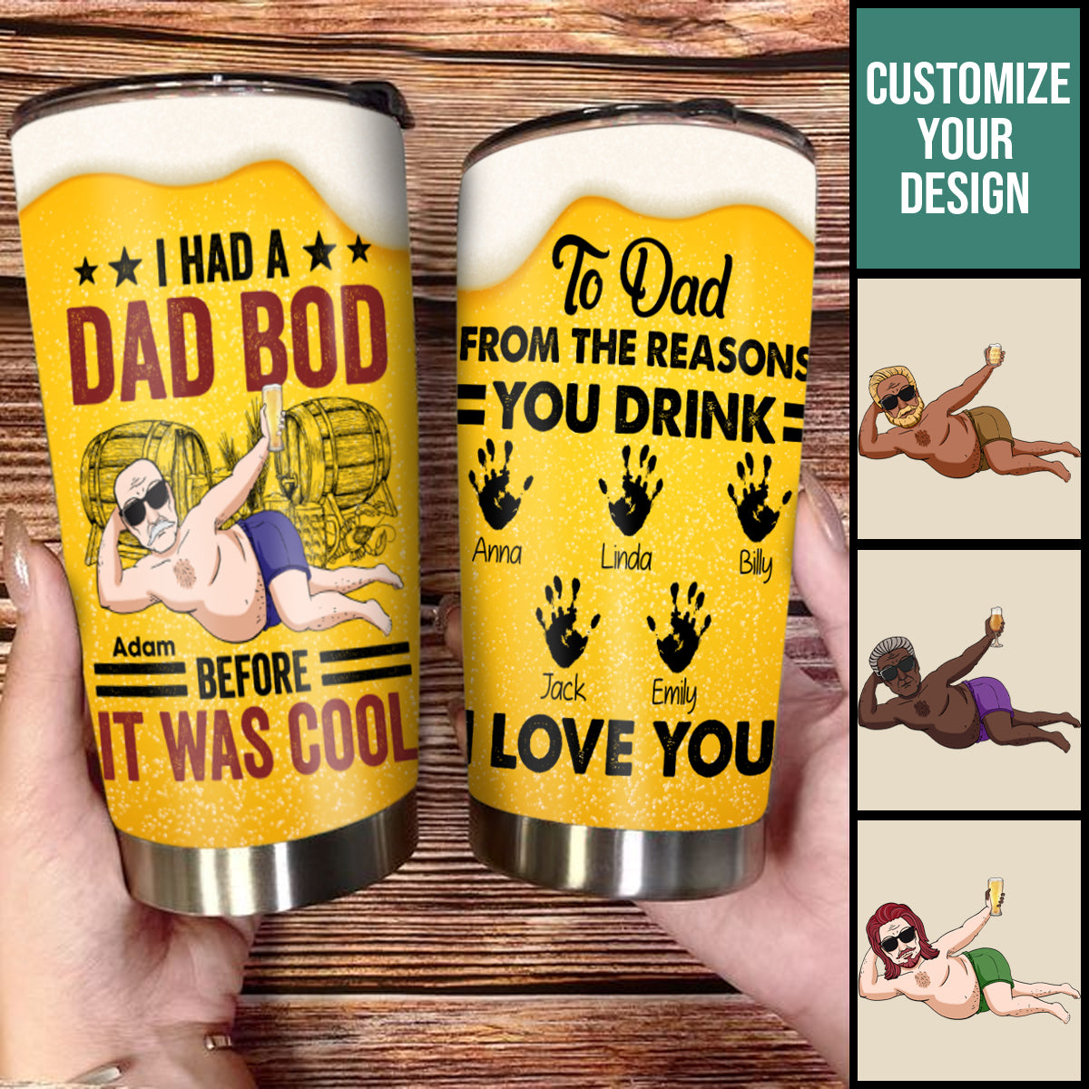 Dad Bod Before It Was Cool - Personalized Tumbler - Gift for Father