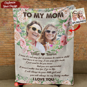 Vintage Floral To My Mom - Personalized Blanket - Loving, Birthday, Mother's Day Gift For Mom, Mother