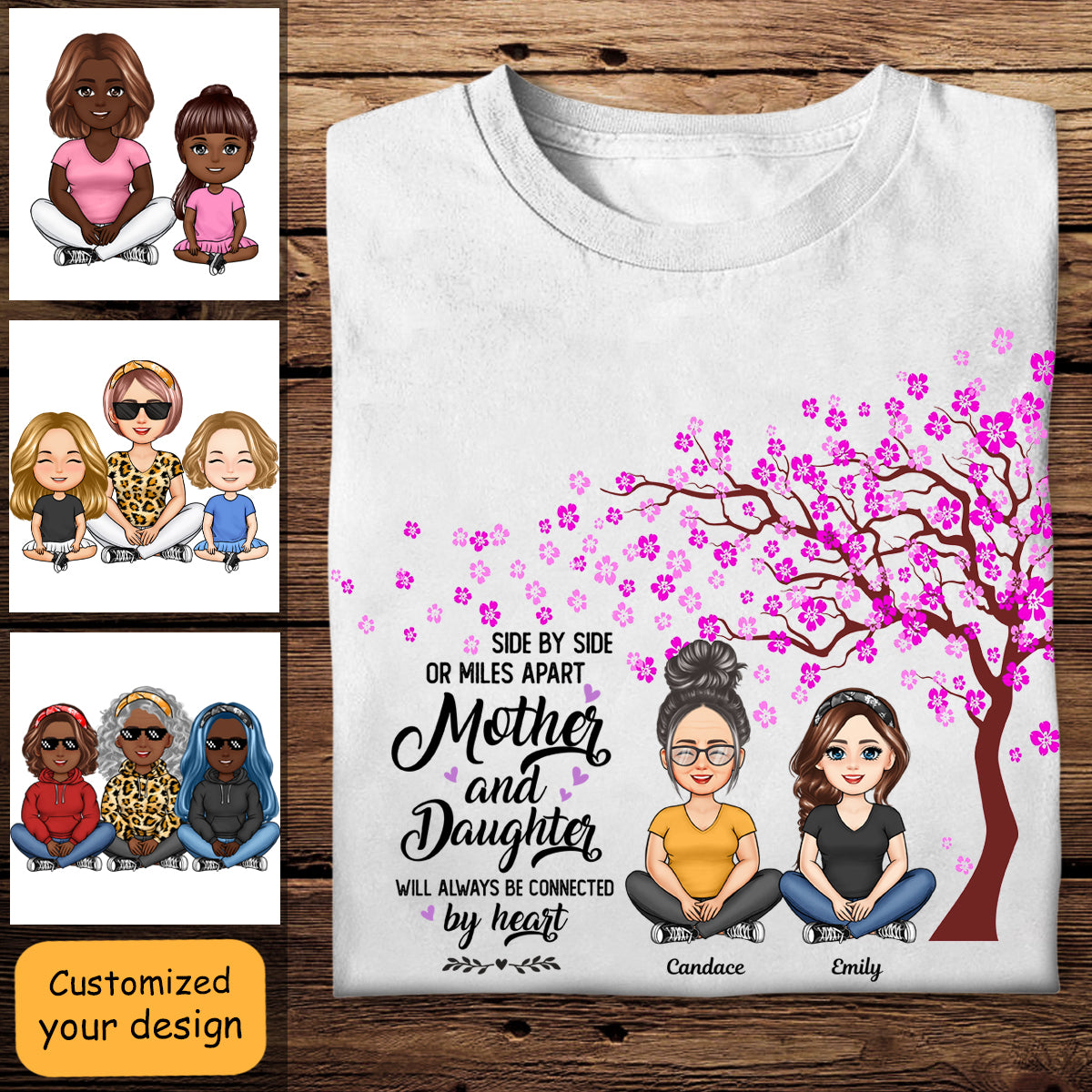 Mother & Daughters Will Always Be Connected By Heart - Personalized Apparel - Mother's Day, Gift For Mother
