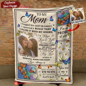 To My Mom Butterflies Mother's Day Gift - Personalized Blanket - Mother's Day Gift, Gift For Mom