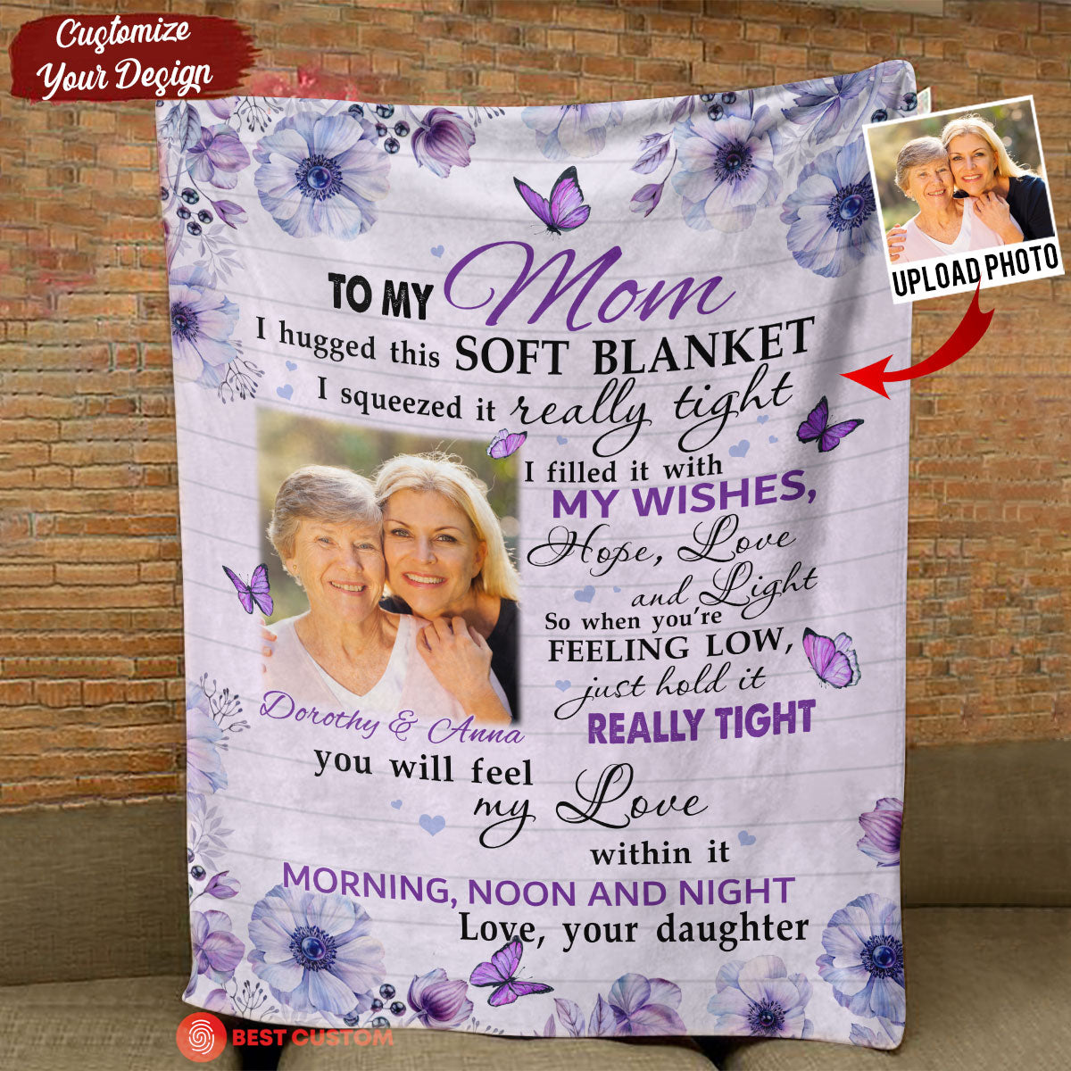 Hold This Really Tight - Personalized Blanket - Mother's Day, Birthday Gift For Mom, Mother - From Daughter