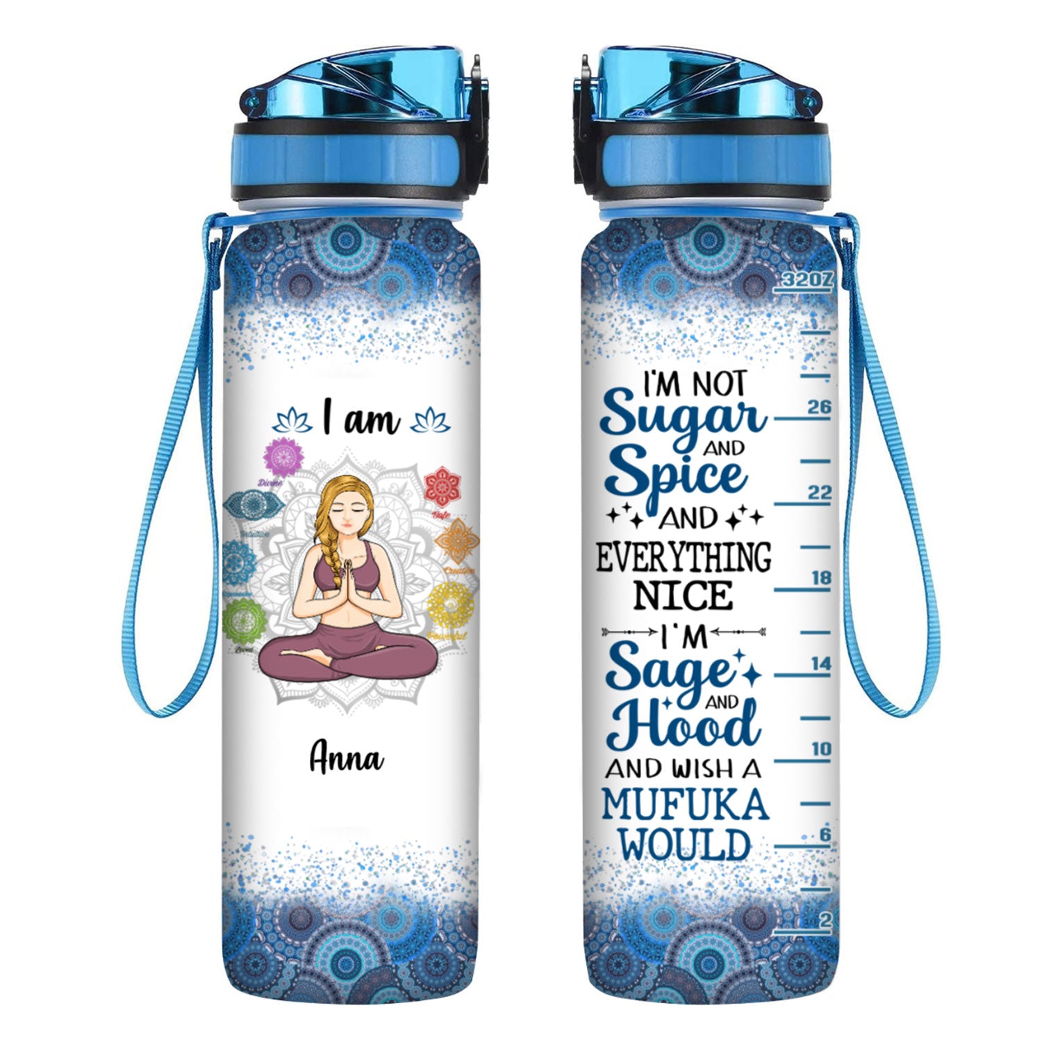 Yoga Girl I'm Not Sugar And Spice - Personalized Water Tracker Bottle - Gift For Yoga Lovers