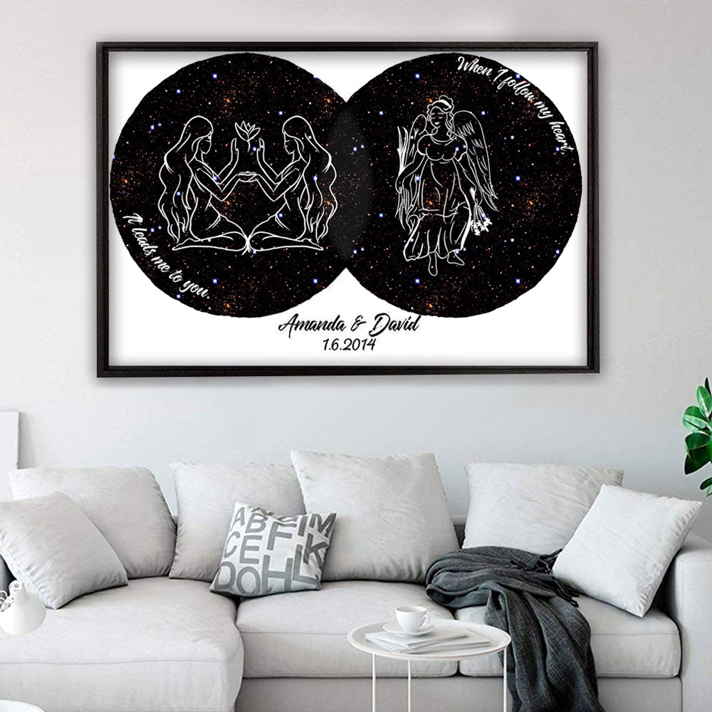 Zodiac Couple Star Signs Custom Canvas Gift For Couple 商品缩略图