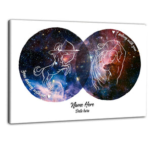 Zodiac Couple Star Signs Custom Canvas Gift For Couple