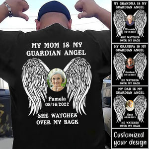 My Dad Is My Guardian Angel - Personalized Shirt - Memorial Gift For Family, Remembrance, Grief Gift, Sympathy Gift