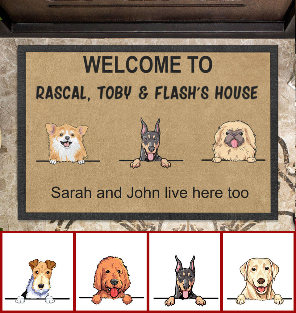 Personalized Doormat Gift For Dog Lover Welcome To Dog's House With Cute Dog