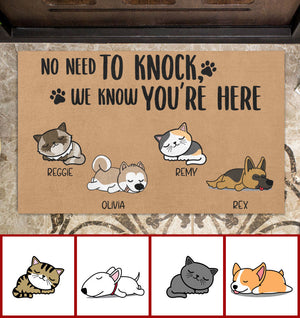 Sleeping Dog And Cat, All Guest Must Be Approved | No Need To Knock We Know You Are Here | 24h Patrolled Area Personalized Doormat doormat4.jpg?v=1619430485