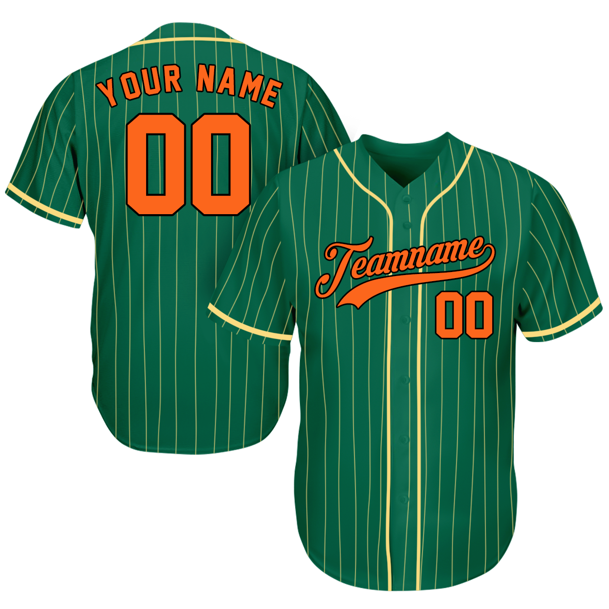 Personalized Baseball Jerseys - Unique Gifts For Baseball Fans - Pinstripe Green Yellow Orange - Fathers Day Baseball Gifts