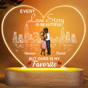 Our Story - Anniversary, Gift For Spouse, Lover, Husband, Wife, Boyfriend, Girlfriend 3D Led Light Wooden Base