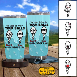 We Used To Live In Your Balls - Personalized Tumbler Gift for Father