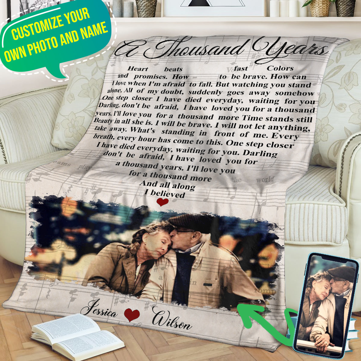 A Thousand Years Personalized Blanket Customized Anniversary Gift With Your Favorite Lyric And Your Own Photo finalblanket2.jpg?v=1625045548