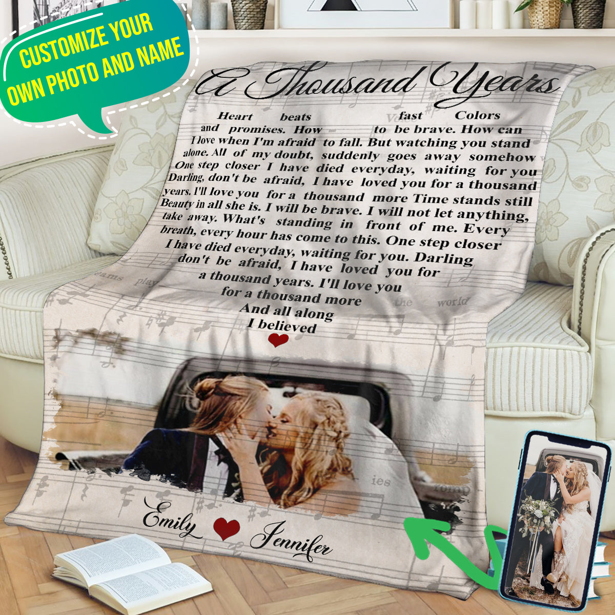 A Thousand Years Personalized Blanket Customized Anniversary Gift With Your Favorite Lyric And Your Own Photo finalblanket3.jpg?v=1625045548