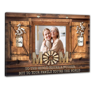 You Are The World Personalized Photo Canvas Gift For Mom