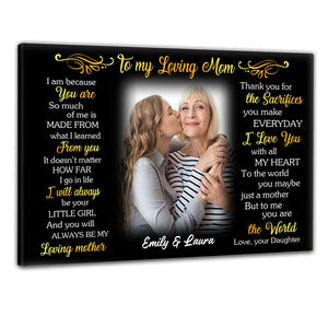 Golden Lines Artwork I Am Because You Are - Personalized Photo Canvas - Gift For Mom