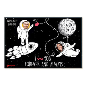 Astronaut Couple Rocket Moon Personalized Canvas I Love You To The Moon And Back AM08