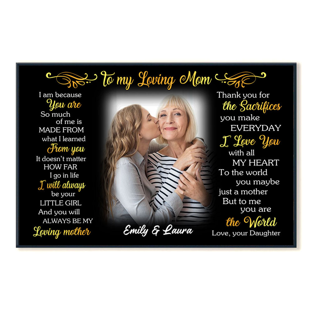 Golden Lines Artwork I Am Because You Are - Personalized Photo Canvas - Gift For Mom