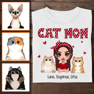 Polka Dot Pattern Doll Personalized Shirt - Cat Mom