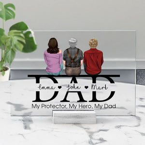My Protector My Hero My Dad Personalized Acrylic Plaque Gift For Father