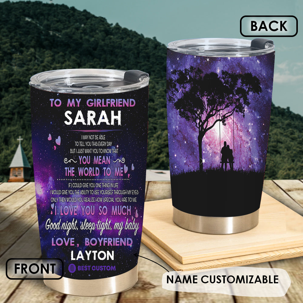 Gift For Girlfriend Tumbler You Mean The World To Me girlfriend.banner.2.jpg?v=1643093130