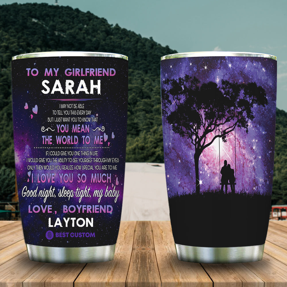 Gift For Girlfriend Tumbler You Mean The World To Me girlfriend.banner.jpg?v=1643093115
