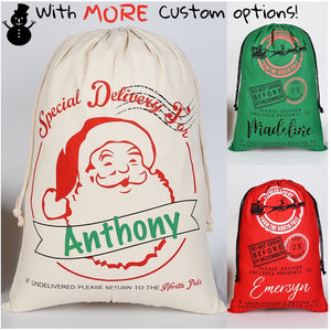 Custom Name Personalised Santa Sack Christmas Gift Bag