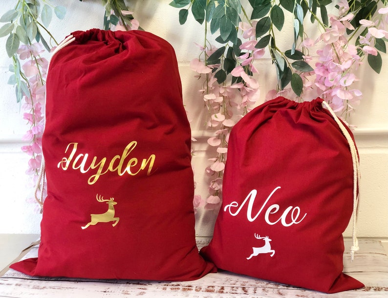 Custom Name Personalised Santa Sack Christmas Eve Gift Bag