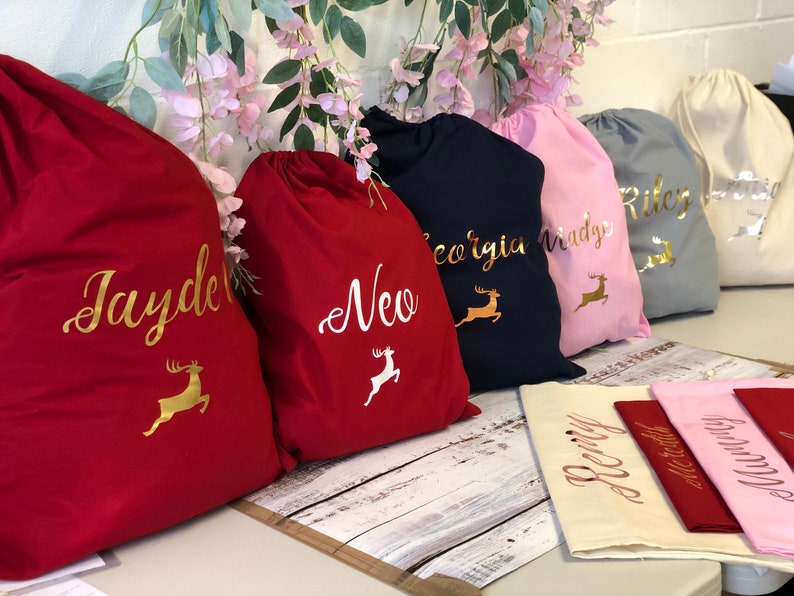 Custom Name Personalised Santa Sack Christmas Eve Gift Bag