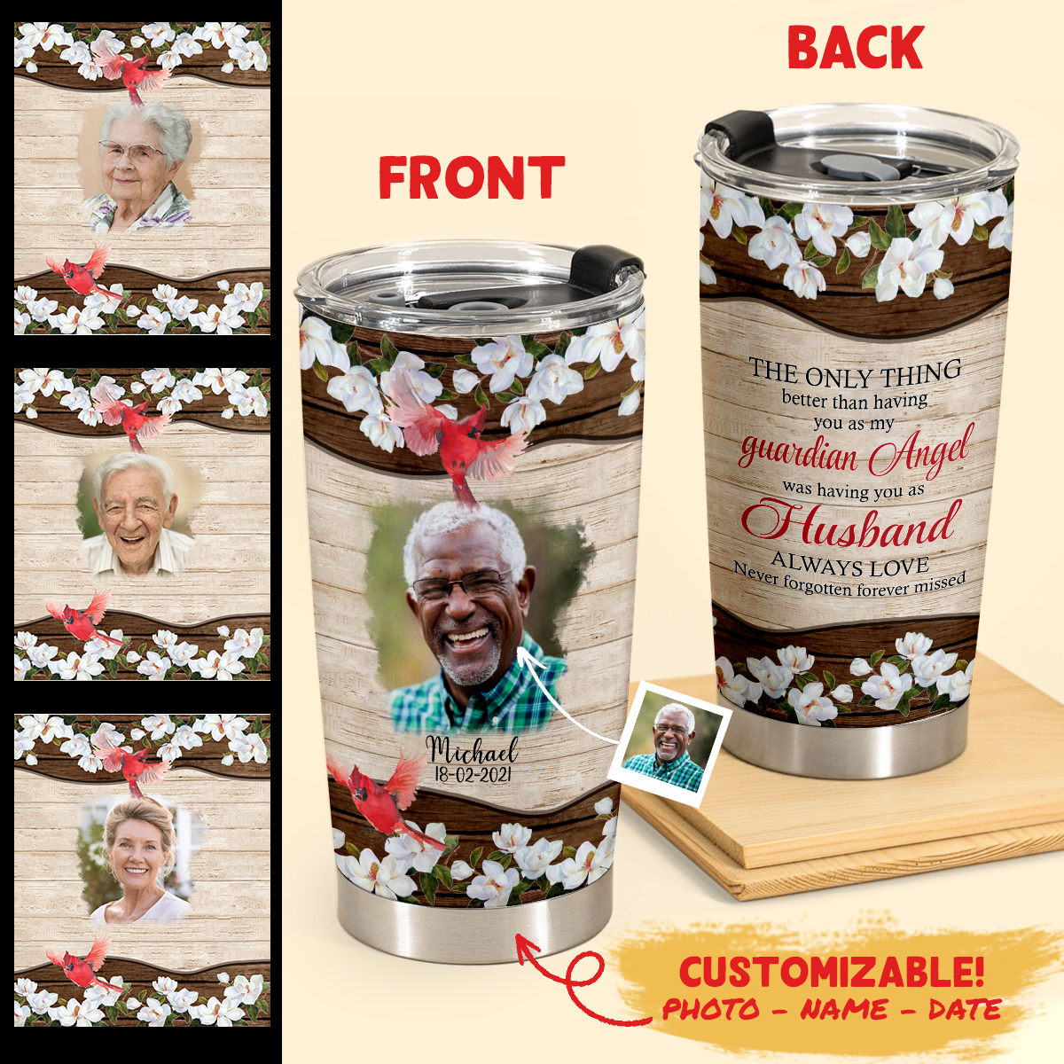 My Guardian Angel - Personalized Photo Tumbler - Memorial