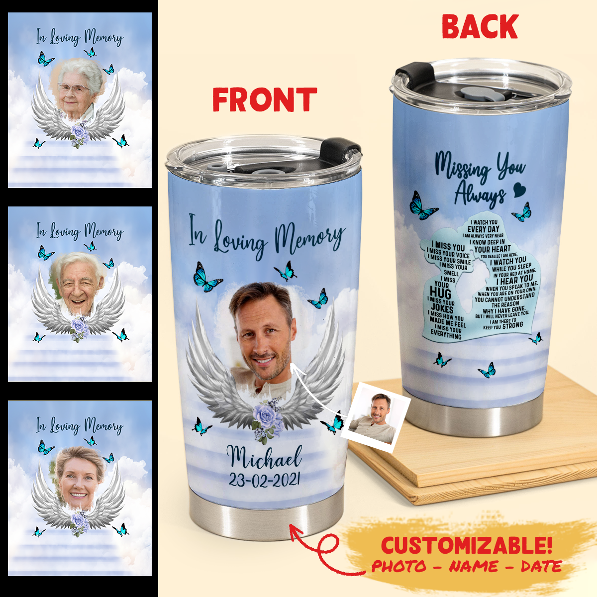 Missing You Always - Personalized Photo Tumbler - Memorial