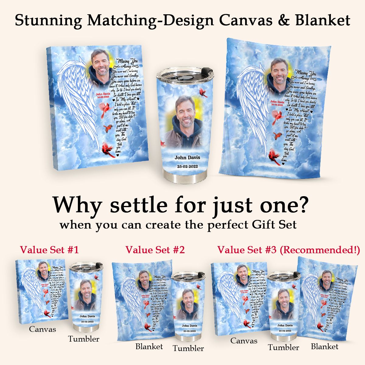 Missing You Always Cardinal Personalized Photo Tumbler Memorial