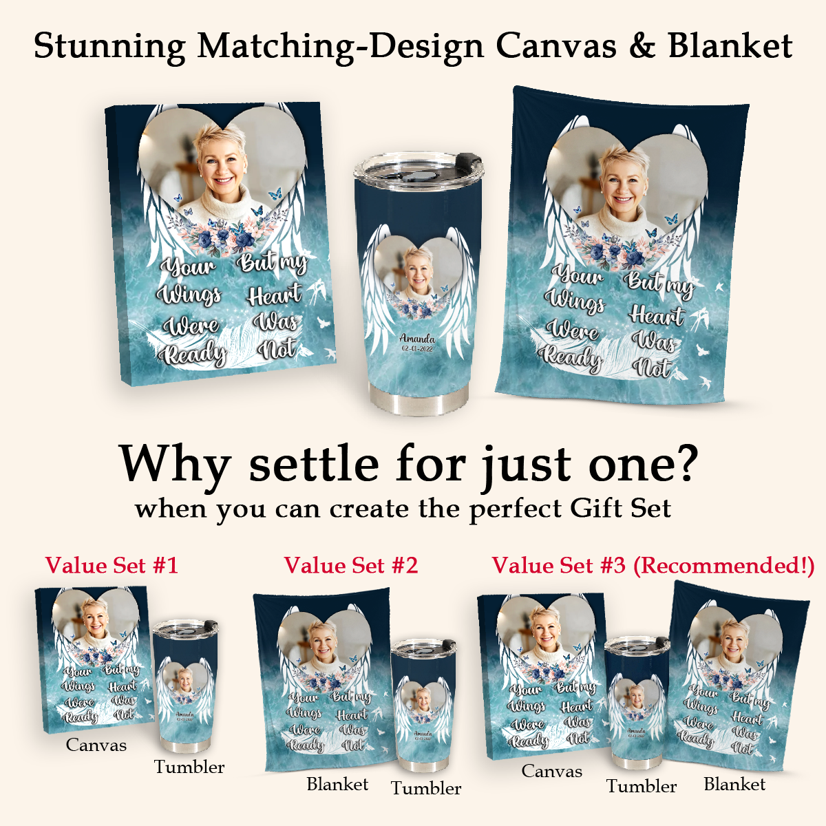 Your Wings Were Ready But My Heart Was Not Personalized Tumbler Memorial