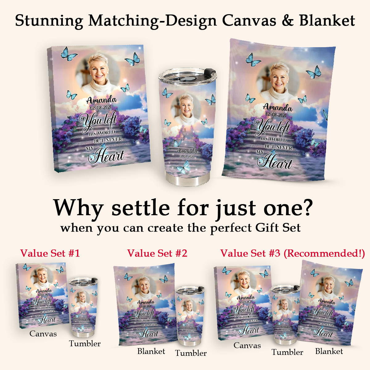 You Left My World, Butterfly Personalized Photo Tumbler Memorial