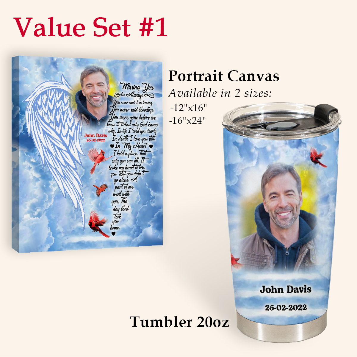 Missing You Always Cardinal Personalized Photo Tumbler Memorial