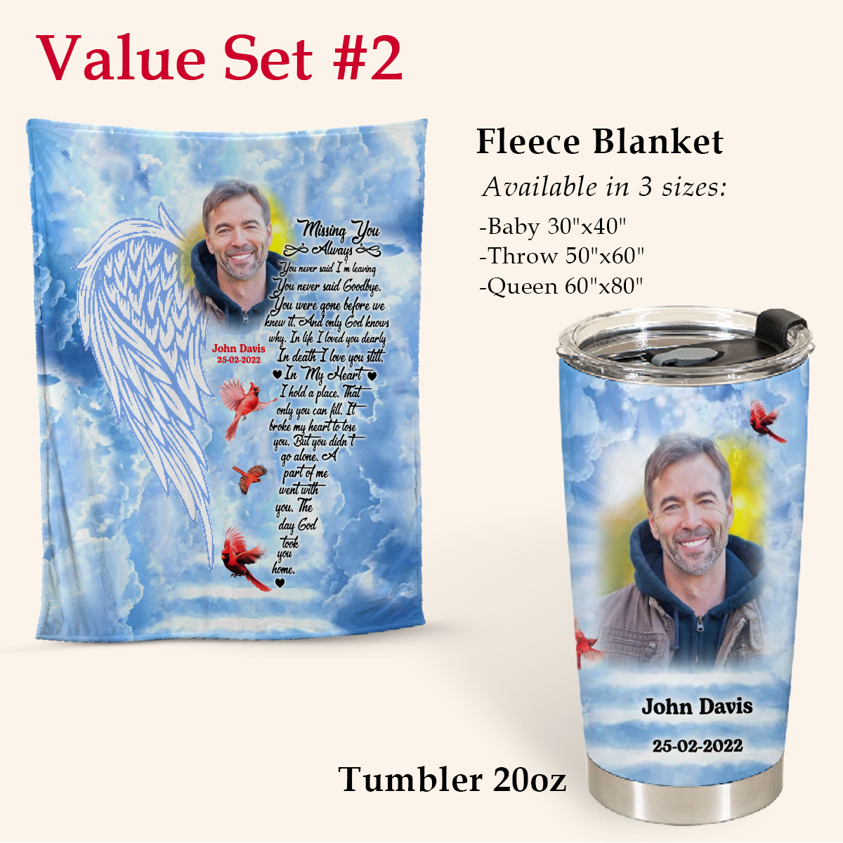 Missing You Always Cardinal Personalized Photo Tumbler Memorial