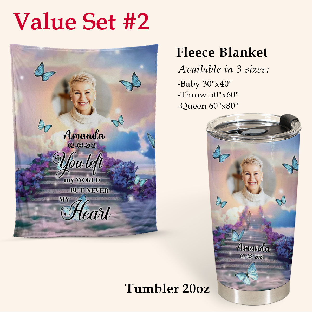 You Left My World, Butterfly Personalized Photo Tumbler Memorial