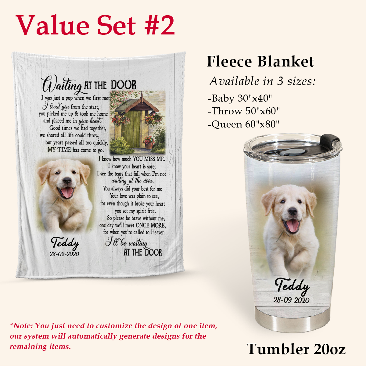 I'll Be Waiting At The Door - Memorial Pet Tumbler